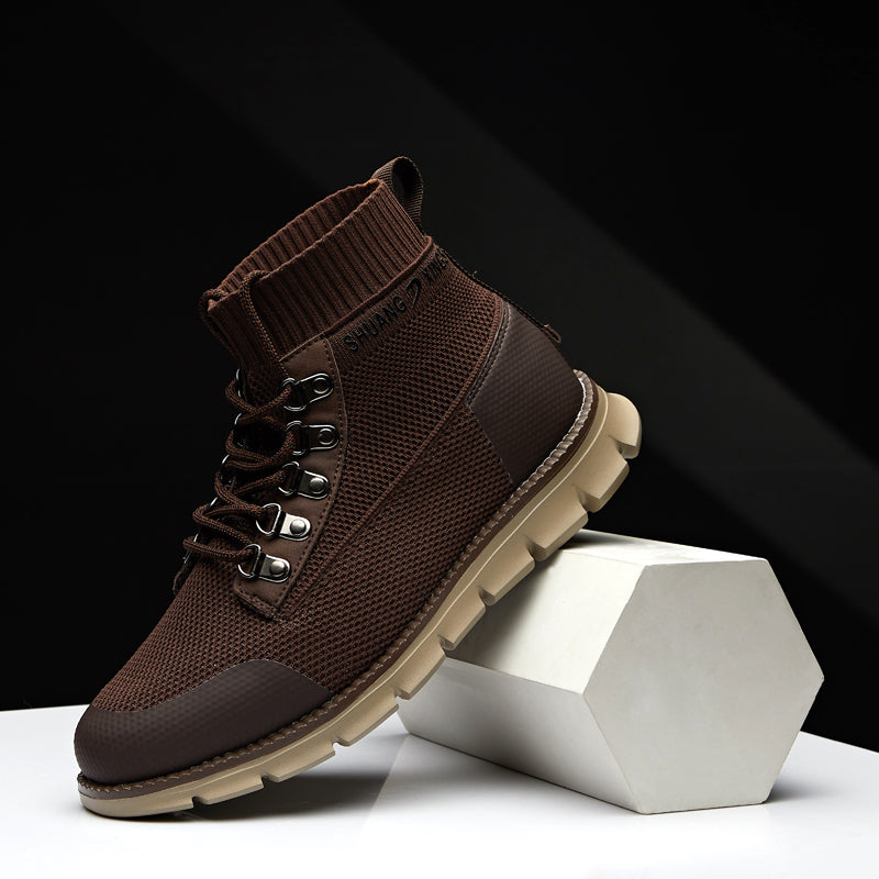 ⏰LAST DAY - 50% OFF🛒Men's Lightweight Knit Chukka Boots – Mid-Top Sneakers with Memory Foam Perfect for Outdoor Adventures & Casual Wear