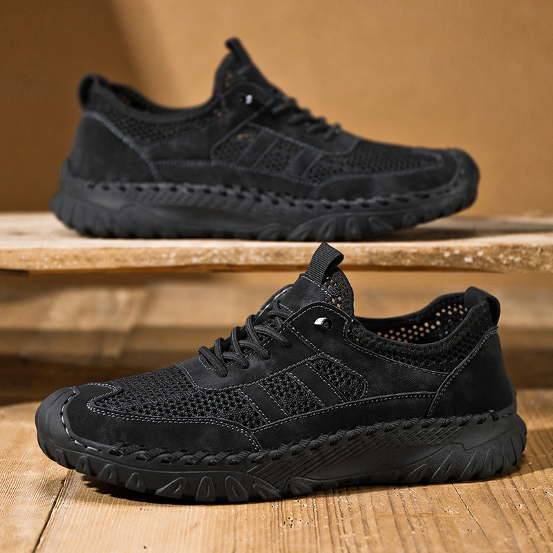 ⏰Limited Time 50% OFF🛒  Men’s Slip-On Orthopedic Leather Hiking Shoes – Breathable Mesh, Durable Rubber Sole, Lightweight & Supportive