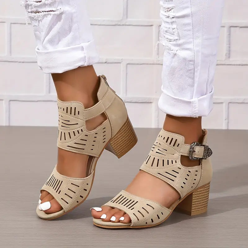Women's Orthopaedic High Heel Leather Sandals